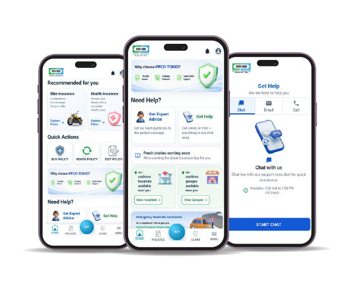 IFFCO-TOKIO Mobile App Screens
